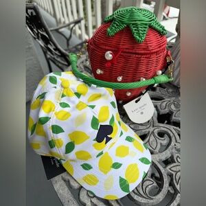 🍋kate spade🍓Pearl Embellished Strawberry Basket Bag & 🍋Toss Baseball Cap NWT